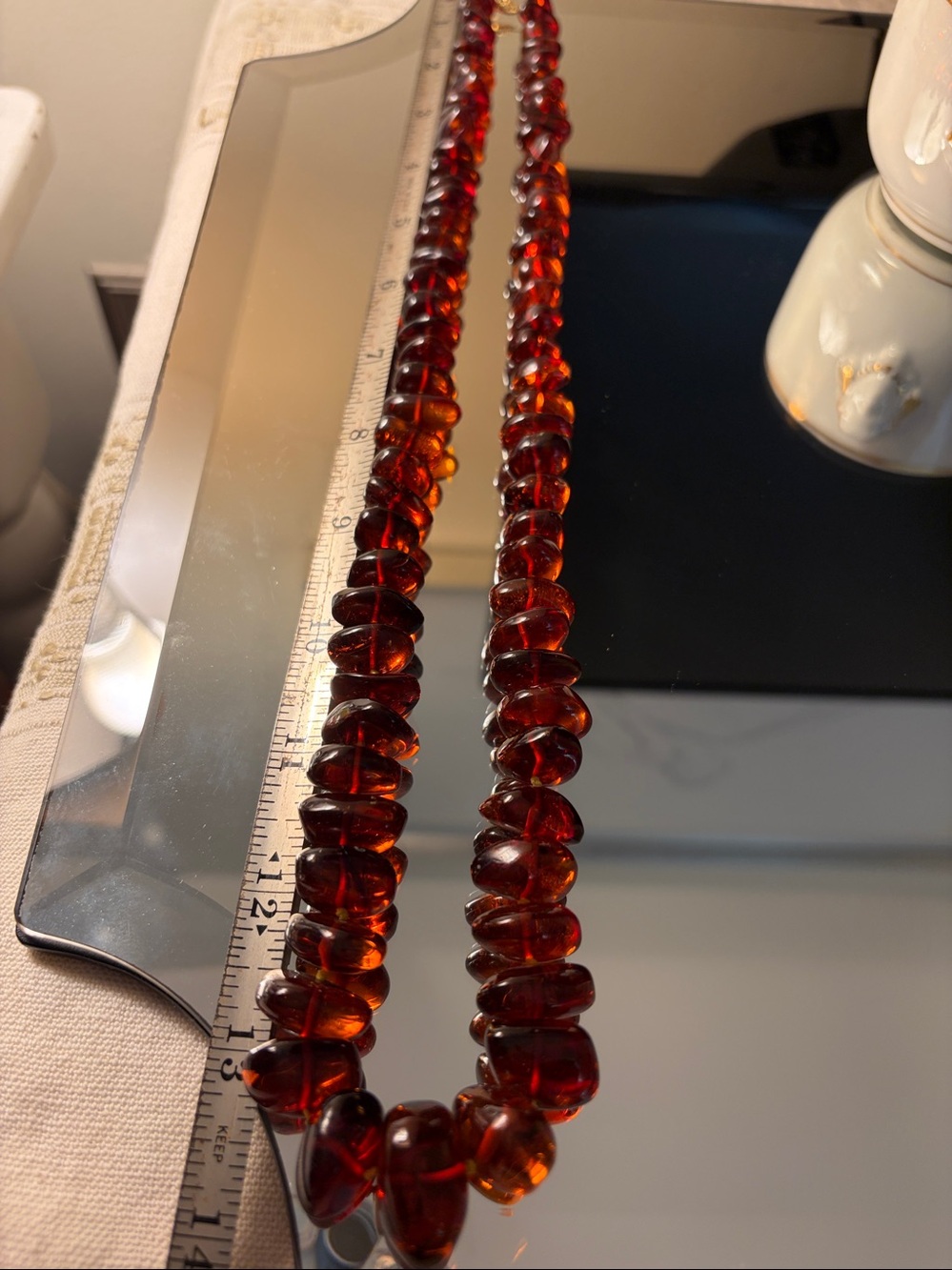 Vtg Cognac Baltic Amber 66.7 Grams TW. 14k GF Clasp